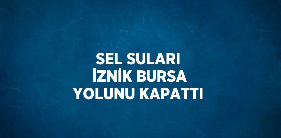 SEL SULARI İZNİK BURSA YOLUNU KAPATTI