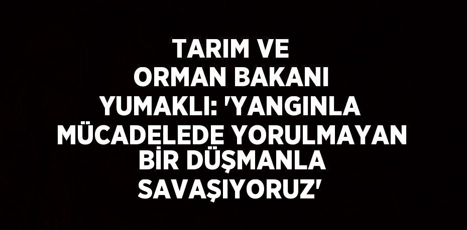 TARIM VE ORMAN BAKANI YUMAKLI: 'YANGINLA MÜCADELEDE YORULMAYAN BİR DÜŞMANLA SAVAŞIYORUZ'