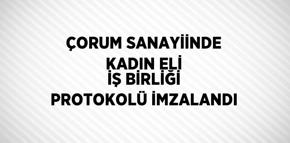 ÇORUM SANAYİİNDE KADIN ELİ İŞ BİRLİĞİ PROTOKOLÜ İMZALANDI