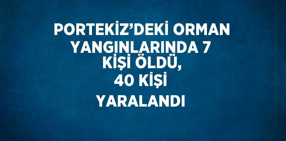 PORTEKİZ’DEKİ ORMAN YANGINLARINDA 7 KİŞİ ÖLDÜ, 40 KİŞİ YARALANDI