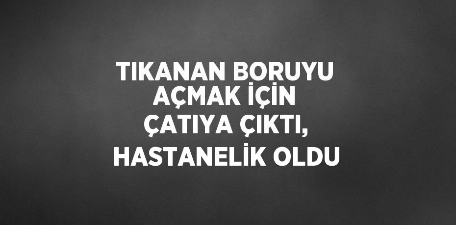 TIKANAN BORUYU AÇMAK İÇİN ÇATIYA ÇIKTI, HASTANELİK OLDU