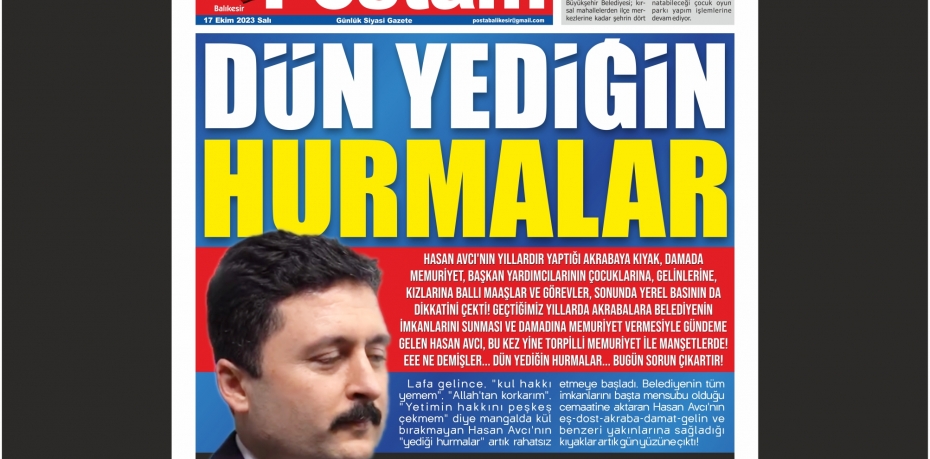 DÜN YEDİĞİN HURMALAR!