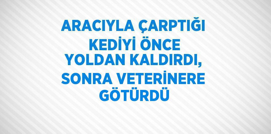 ARACIYLA ÇARPTIĞI KEDİYİ ÖNCE YOLDAN KALDIRDI, SONRA VETERİNERE GÖTÜRDÜ