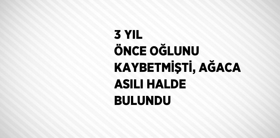 3 YIL ÖNCE OĞLUNU KAYBETMİŞTİ, AĞACA ASILI HALDE BULUNDU