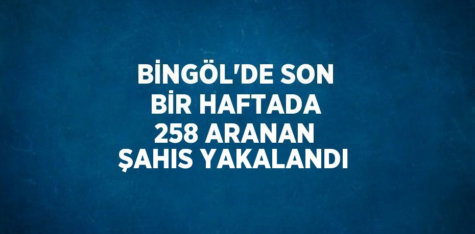 BİNGÖL’DE SON BİR HAFTADA 258 ARANAN ŞAHIS YAKALANDI