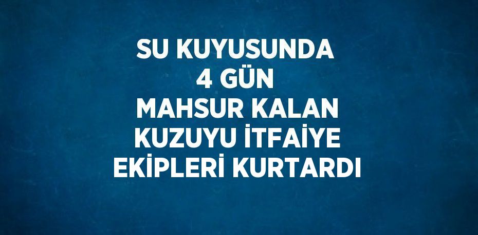 SU KUYUSUNDA 4 GÜN MAHSUR KALAN KUZUYU İTFAİYE EKİPLERİ KURTARDI