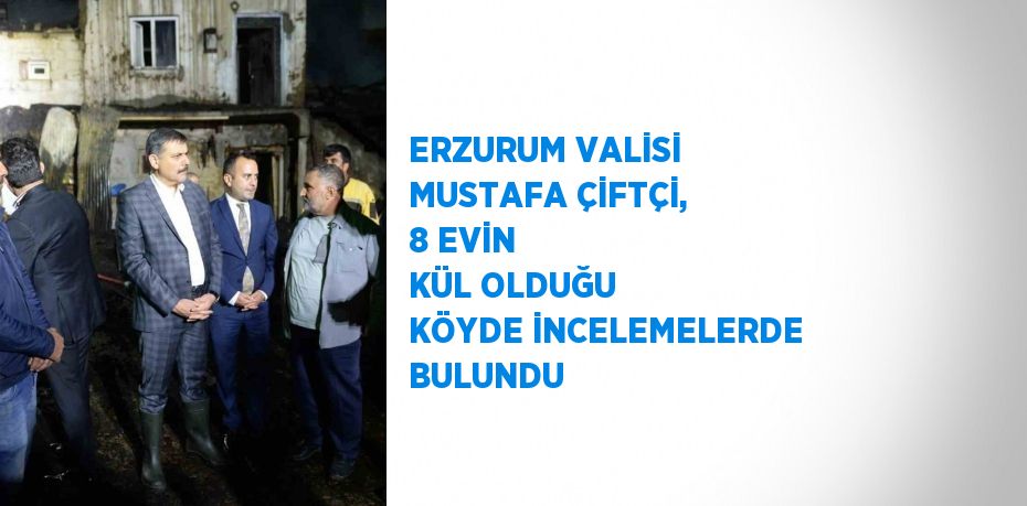 ERZURUM VALİSİ MUSTAFA ÇİFTÇİ, 8 EVİN KÜL OLDUĞU KÖYDE İNCELEMELERDE BULUNDU