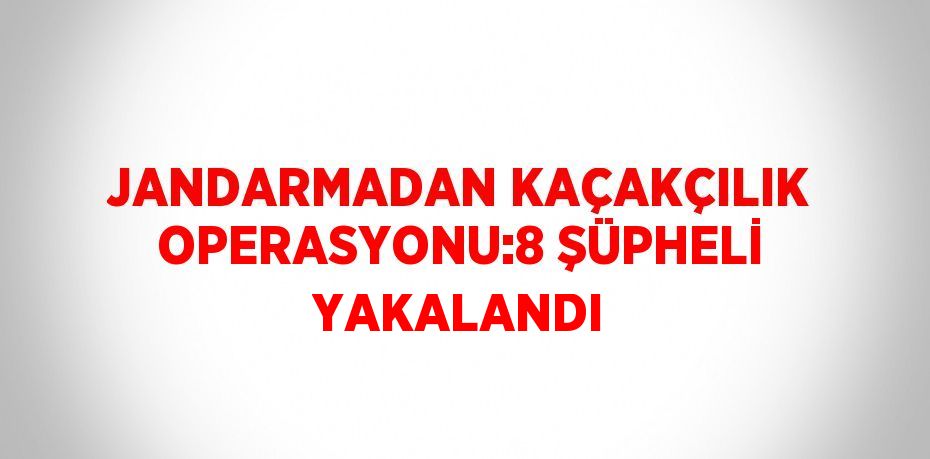 JANDARMADAN KAÇAKÇILIK OPERASYONU:8 ŞÜPHELİ YAKALANDI