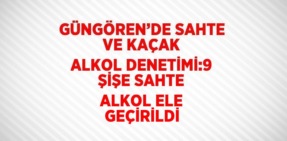 GÜNGÖREN’DE SAHTE VE KAÇAK ALKOL DENETİMİ:9 ŞİŞE SAHTE ALKOL ELE GEÇİRİLDİ