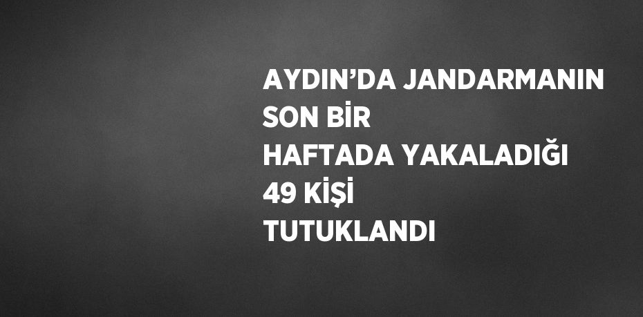 AYDIN’DA JANDARMANIN SON BİR HAFTADA YAKALADIĞI 49 KİŞİ TUTUKLANDI