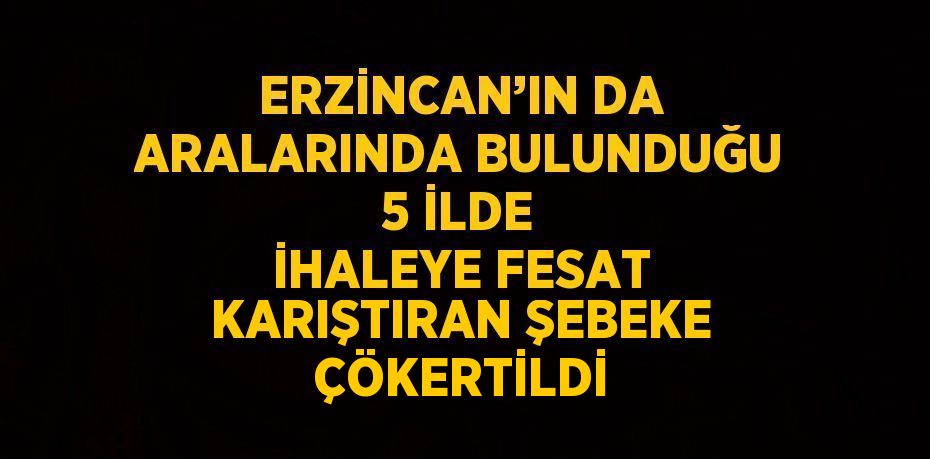 ERZİNCAN’IN DA ARALARINDA BULUNDUĞU 5 İLDE İHALEYE FESAT KARIŞTIRAN ŞEBEKE ÇÖKERTİLDİ