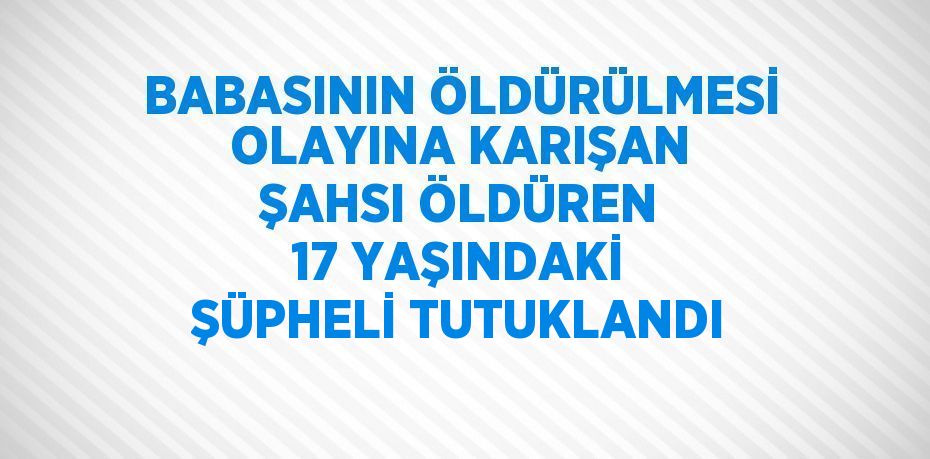 BABASININ ÖLDÜRÜLMESİ OLAYINA KARIŞAN ŞAHSI ÖLDÜREN 17 YAŞINDAKİ ŞÜPHELİ TUTUKLANDI