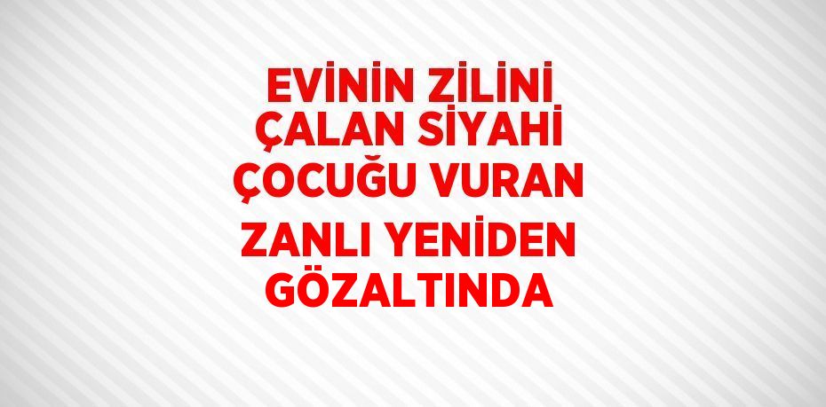 EVİNİN ZİLİNİ ÇALAN SİYAHİ ÇOCUĞU VURAN ZANLI YENİDEN GÖZALTINDA