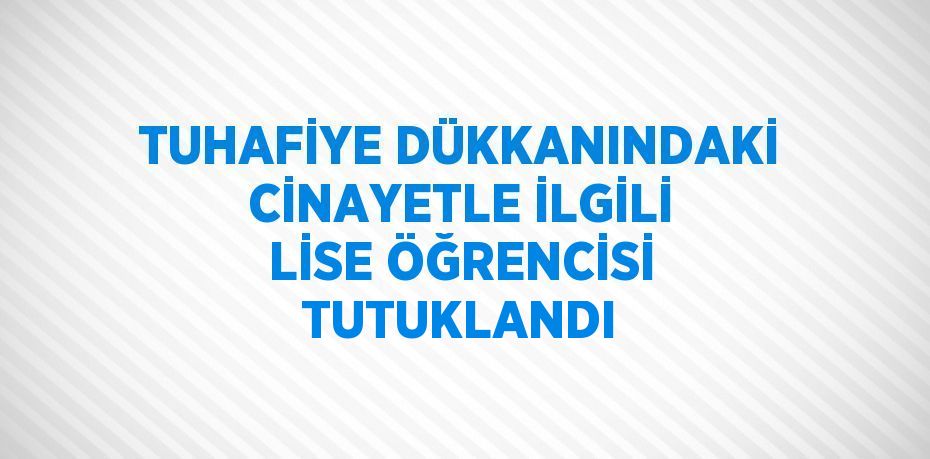 TUHAFİYE DÜKKANINDAKİ CİNAYETLE İLGİLİ LİSE ÖĞRENCİSİ TUTUKLANDI