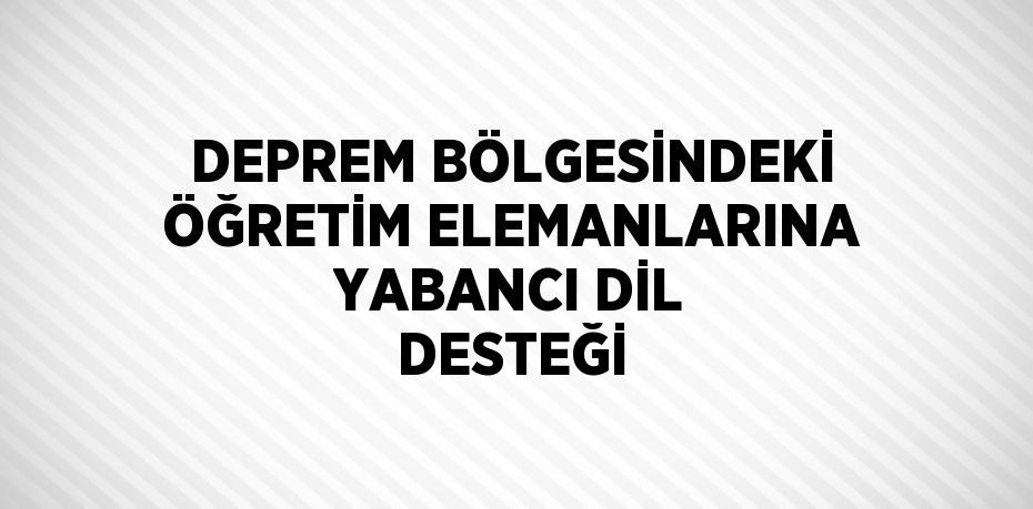 DEPREM BÖLGESİNDEKİ ÖĞRETİM ELEMANLARINA YABANCI DİL DESTEĞİ