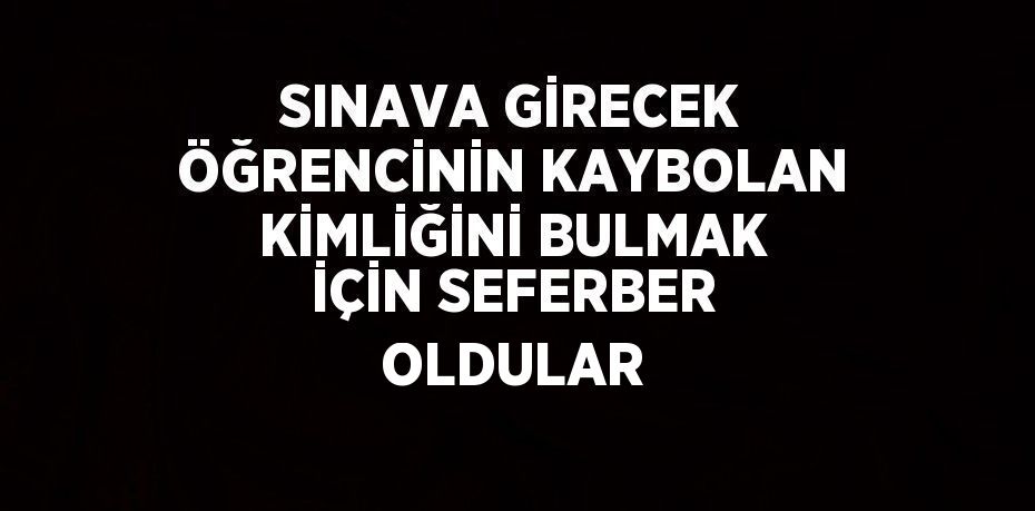 SINAVA GİRECEK ÖĞRENCİNİN KAYBOLAN KİMLİĞİNİ BULMAK İÇİN SEFERBER OLDULAR