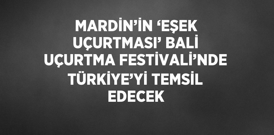 MARDİN’İN ‘EŞEK UÇURTMASI’ BALİ UÇURTMA FESTİVALİ’NDE TÜRKİYE’Yİ TEMSİL EDECEK