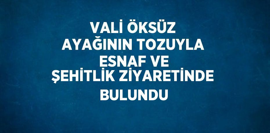 VALİ ÖKSÜZ AYAĞININ TOZUYLA ESNAF VE ŞEHİTLİK ZİYARETİNDE BULUNDU