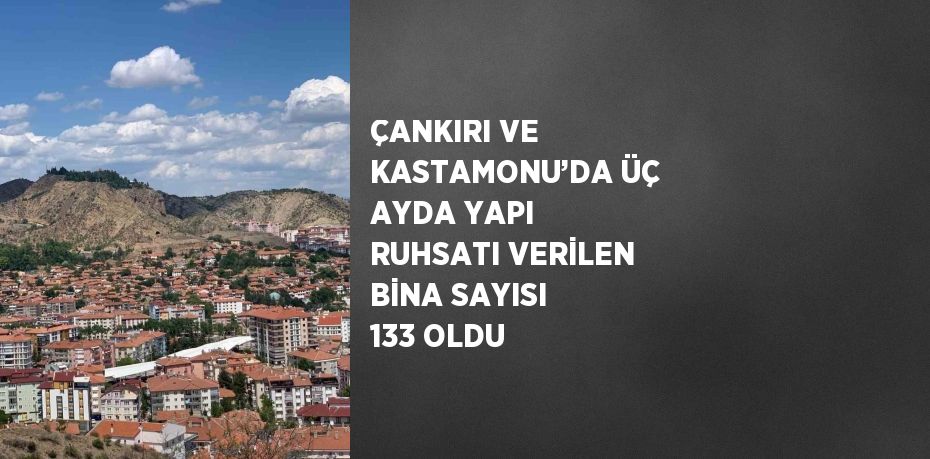 ÇANKIRI VE KASTAMONU’DA ÜÇ AYDA YAPI RUHSATI VERİLEN BİNA SAYISI 133 OLDU