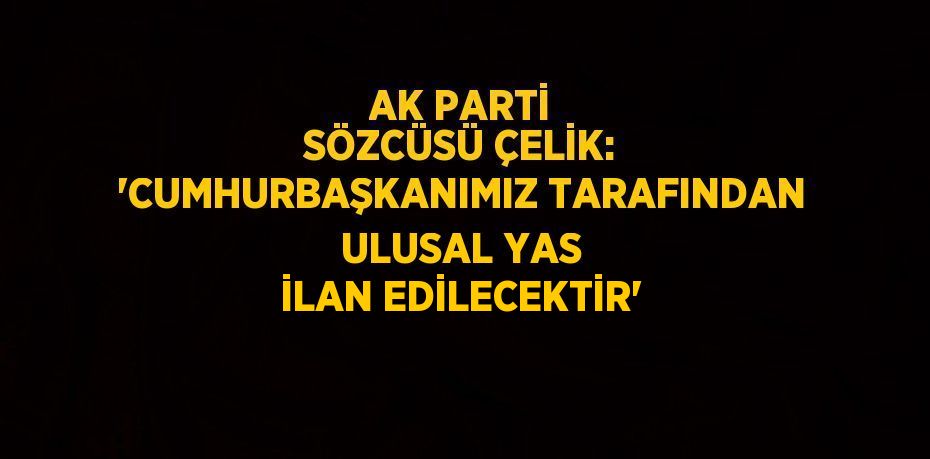 AK PARTİ SÖZCÜSÜ ÇELİK: 'CUMHURBAŞKANIMIZ TARAFINDAN ULUSAL YAS İLAN EDİLECEKTİR'