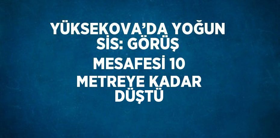 YÜKSEKOVA’DA YOĞUN SİS: GÖRÜŞ MESAFESİ 10 METREYE KADAR DÜŞTÜ