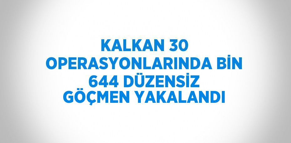 KALKAN 30 OPERASYONLARINDA BİN 644 DÜZENSİZ GÖÇMEN YAKALANDI