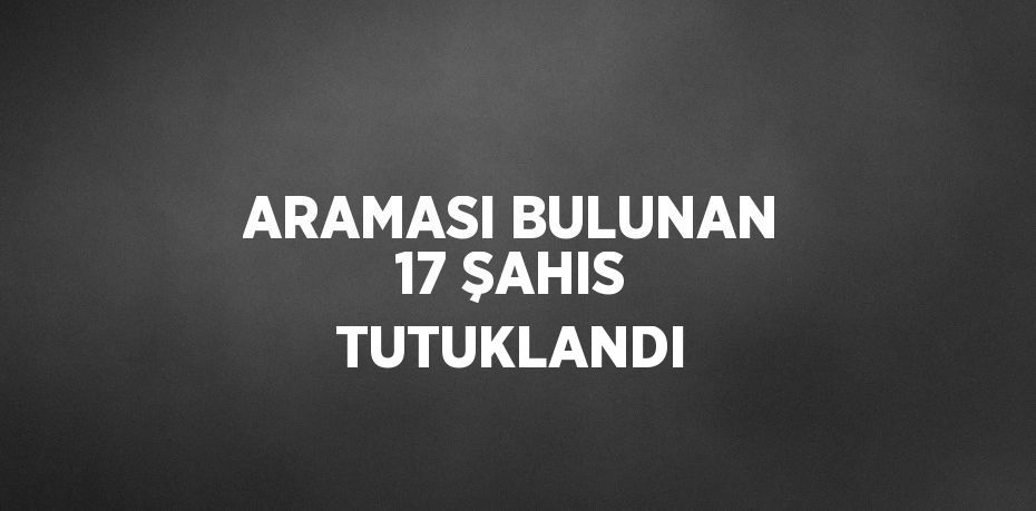 ARAMASI BULUNAN 17 ŞAHIS TUTUKLANDI