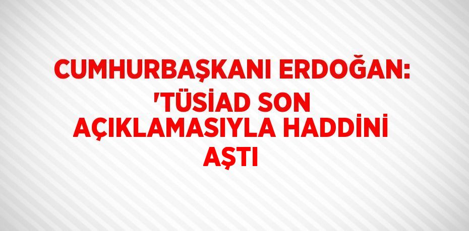 CUMHURBAŞKANI ERDOĞAN: 'TÜSİAD SON AÇIKLAMASIYLA HADDİNİ AŞTI