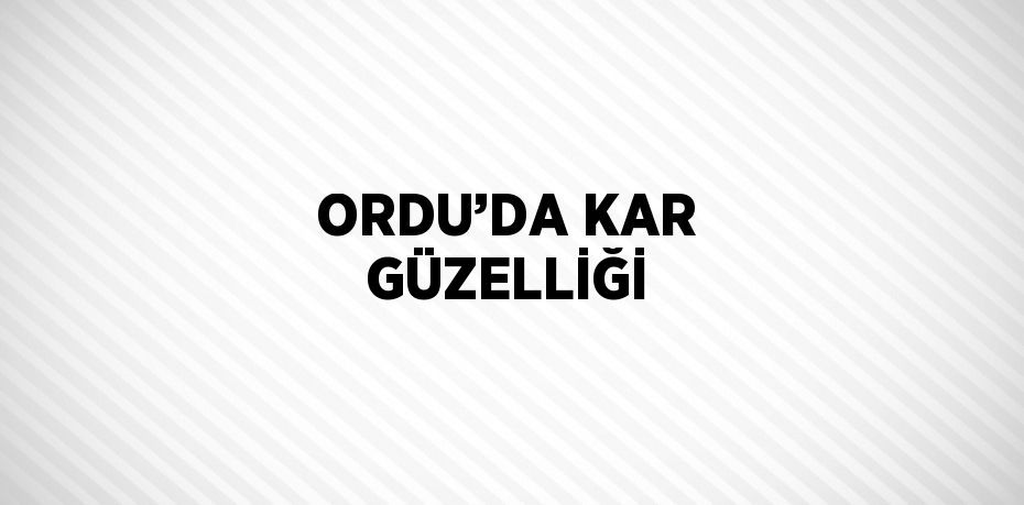 ORDU’DA KAR GÜZELLİĞİ