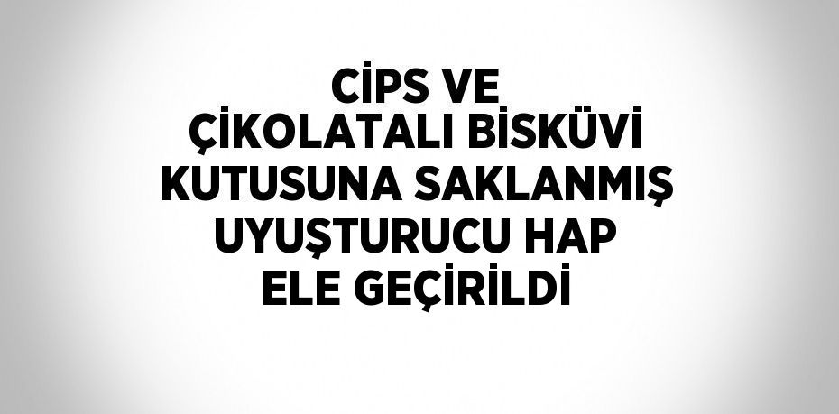 CİPS VE ÇİKOLATALI BİSKÜVİ KUTUSUNA SAKLANMIŞ UYUŞTURUCU HAP ELE GEÇİRİLDİ