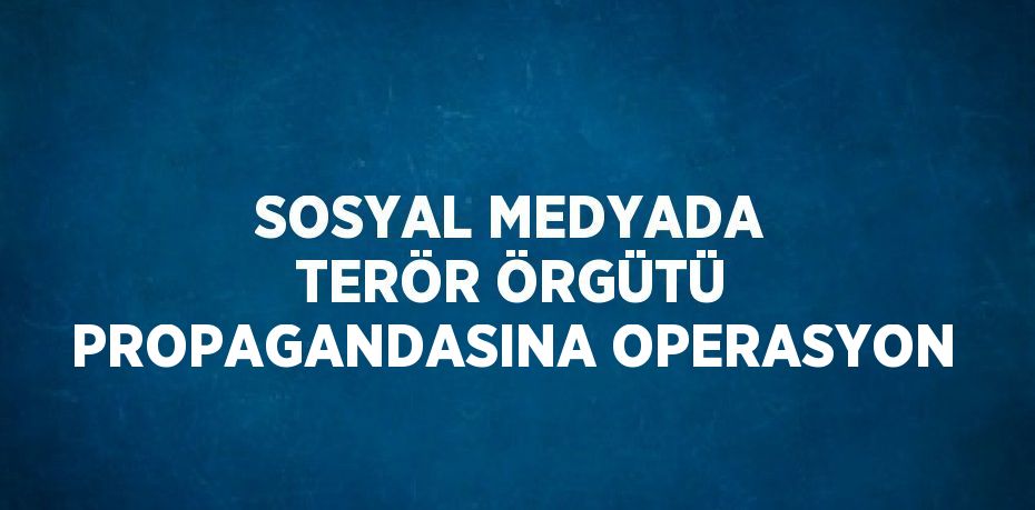 SOSYAL MEDYADA TERÖR ÖRGÜTÜ PROPAGANDASINA OPERASYON