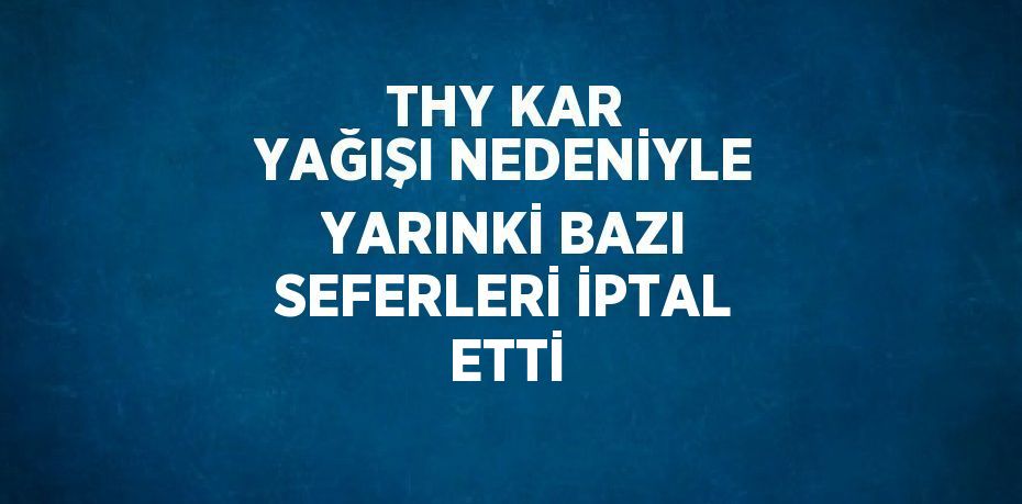 THY KAR YAĞIŞI NEDENİYLE YARINKİ BAZI SEFERLERİ İPTAL ETTİ