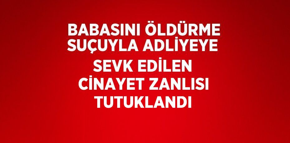 BABASINI ÖLDÜRME SUÇUYLA ADLİYEYE SEVK EDİLEN CİNAYET ZANLISI TUTUKLANDI