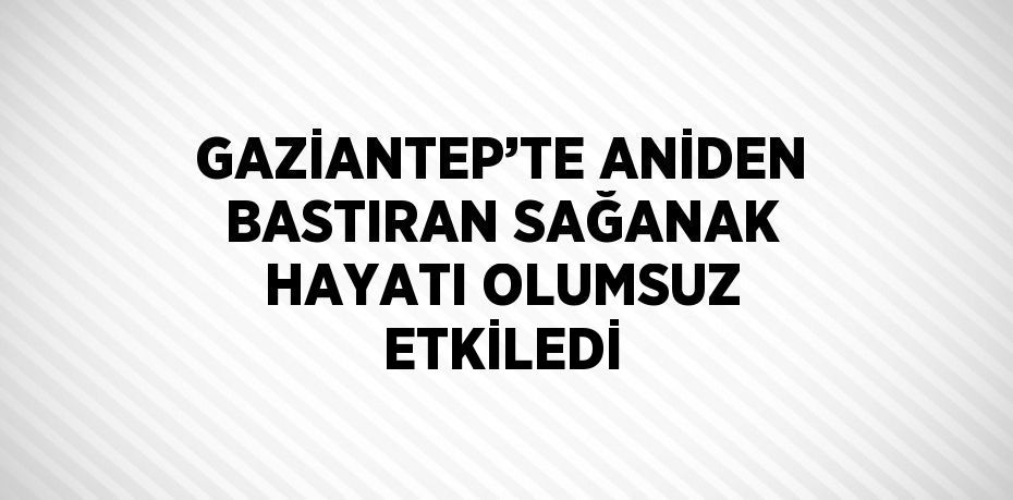 GAZİANTEP’TE ANİDEN BASTIRAN SAĞANAK HAYATI OLUMSUZ ETKİLEDİ