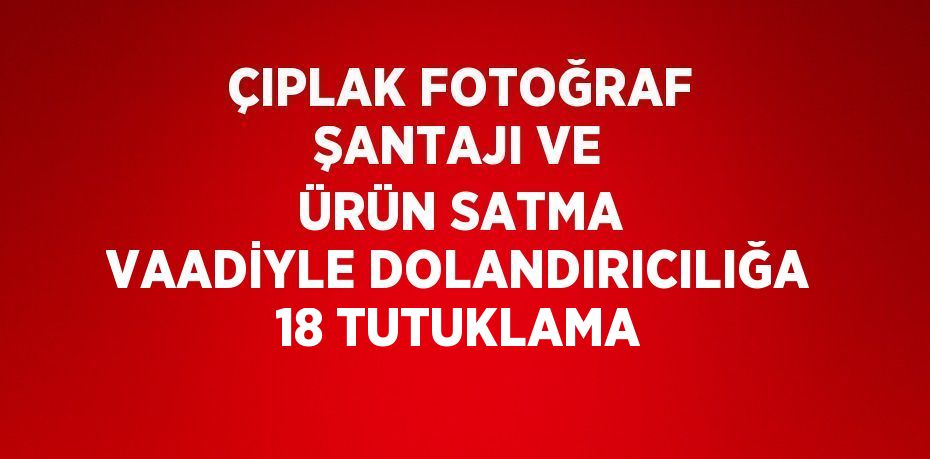 ÇIPLAK FOTOĞRAF ŞANTAJI VE ÜRÜN SATMA VAADİYLE DOLANDIRICILIĞA 18 TUTUKLAMA