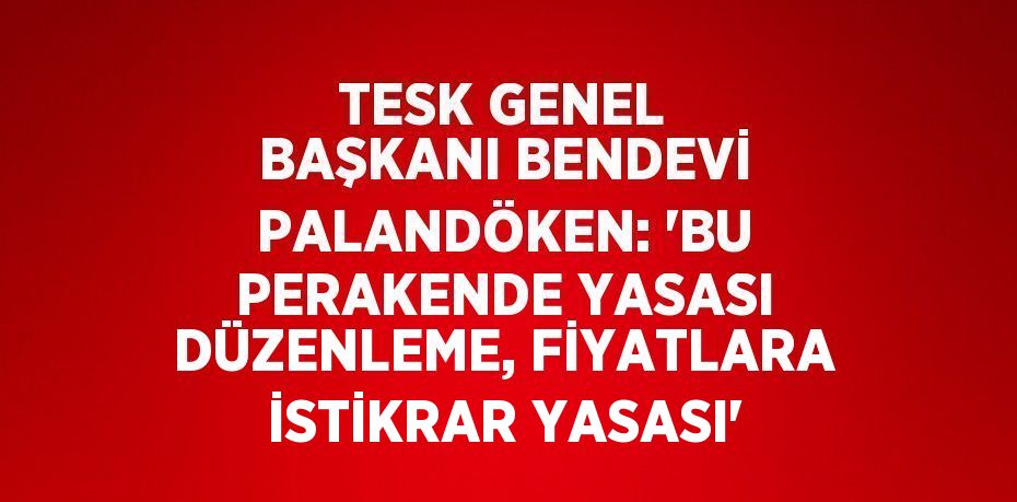 TESK GENEL BAŞKANI BENDEVİ PALANDÖKEN: 'BU PERAKENDE YASASI DÜZENLEME, FİYATLARA İSTİKRAR YASASI'