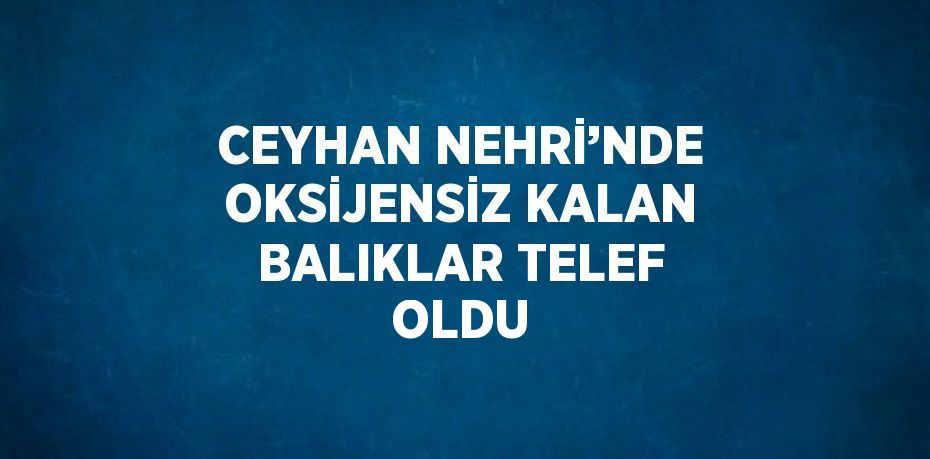 CEYHAN NEHRİ’NDE OKSİJENSİZ KALAN BALIKLAR TELEF OLDU