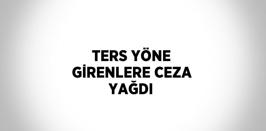 TERS YÖNE GİRENLERE CEZA YAĞDI