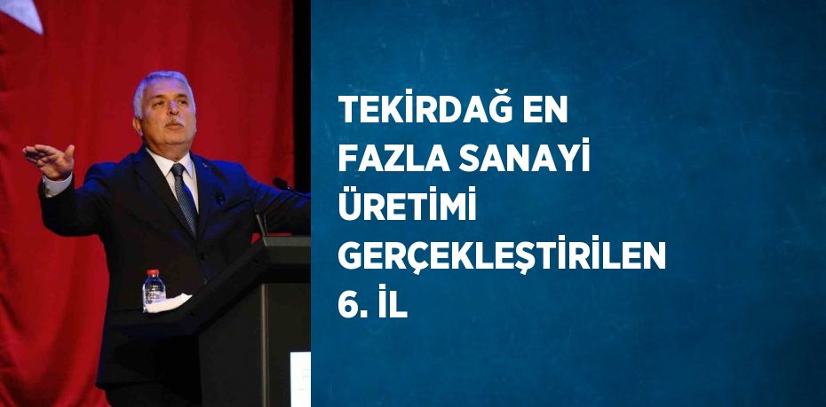 TEKİRDAĞ EN FAZLA SANAYİ ÜRETİMİ GERÇEKLEŞTİRİLEN 6. İL