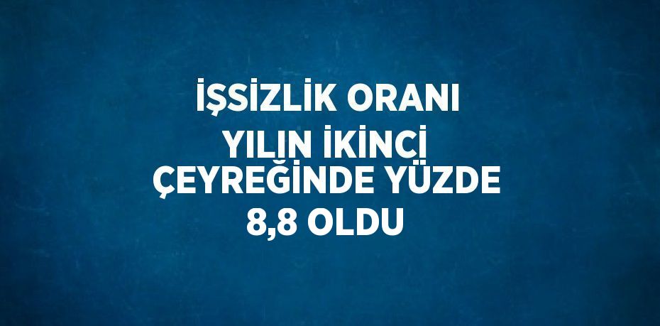 İŞSİZLİK ORANI YILIN İKİNCİ ÇEYREĞİNDE YÜZDE 8,8 OLDU