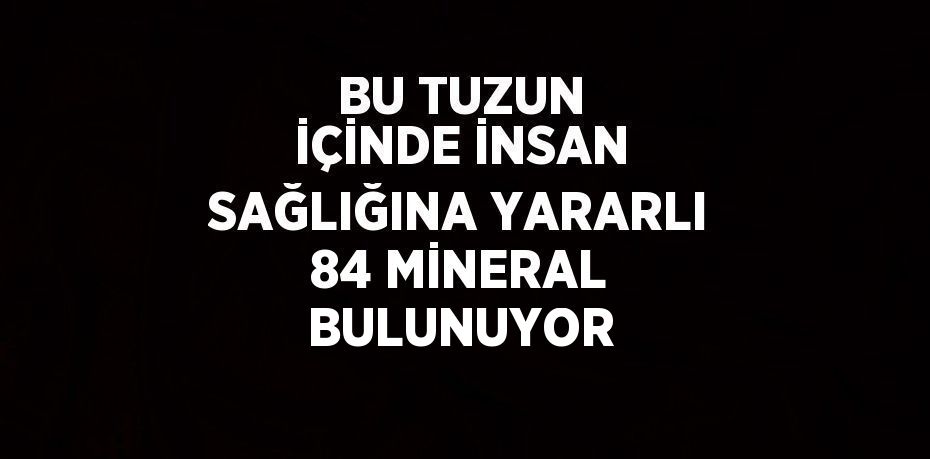 BU TUZUN İÇİNDE İNSAN SAĞLIĞINA YARARLI 84 MİNERAL BULUNUYOR