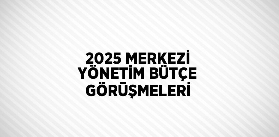 2025 MERKEZİ YÖNETİM BÜTÇE GÖRÜŞMELERİ