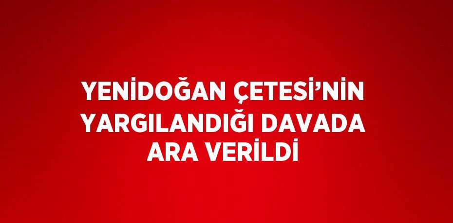 YENİDOĞAN ÇETESİ’NİN YARGILANDIĞI DAVADA ARA VERİLDİ