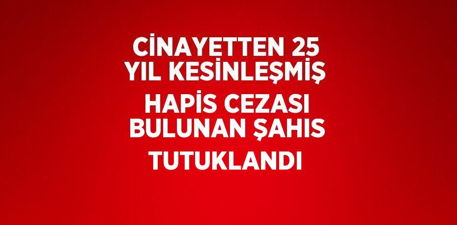 CİNAYETTEN 25 YIL KESİNLEŞMİŞ HAPİS CEZASI BULUNAN ŞAHIS TUTUKLANDI