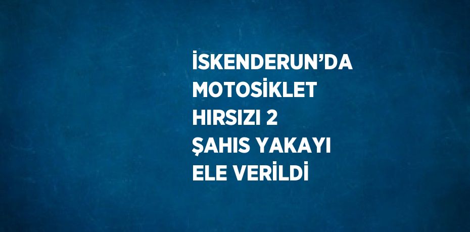 İSKENDERUN’DA MOTOSİKLET HIRSIZI 2 ŞAHIS YAKAYI ELE VERİLDİ