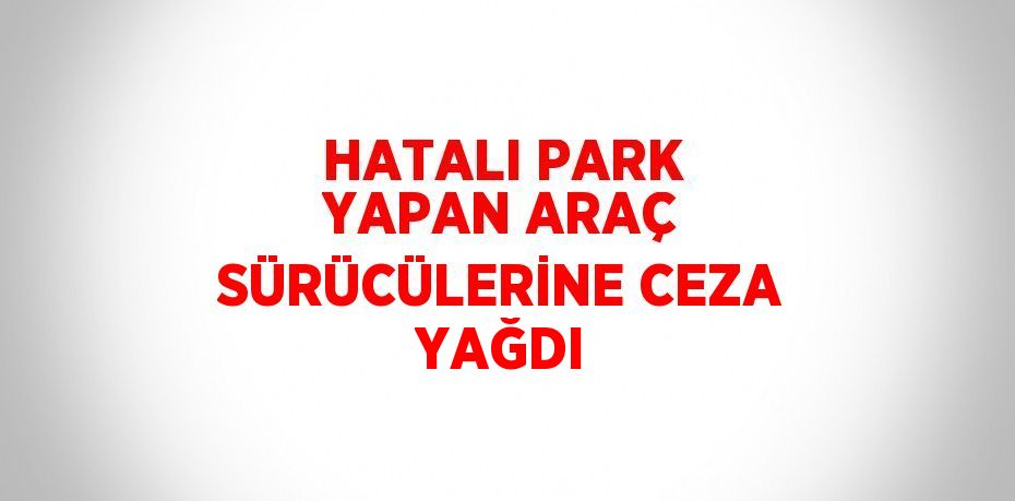 HATALI PARK YAPAN ARAÇ SÜRÜCÜLERİNE CEZA YAĞDI