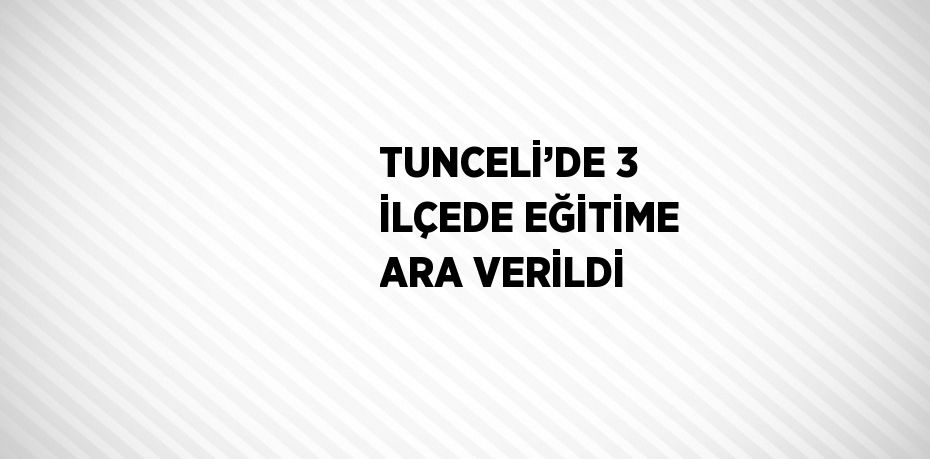 TUNCELİ’DE 3 İLÇEDE EĞİTİME ARA VERİLDİ