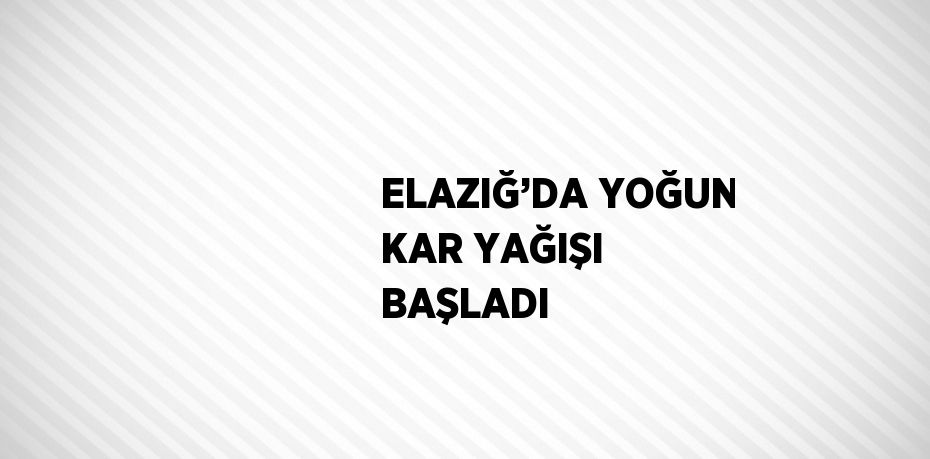 ELAZIĞ’DA YOĞUN KAR YAĞIŞI BAŞLADI