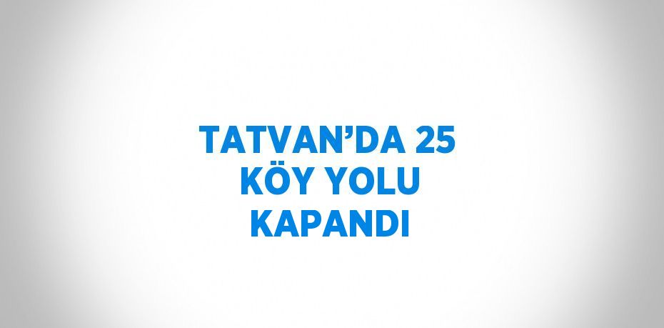 TATVAN’DA 25 KÖY YOLU KAPANDI