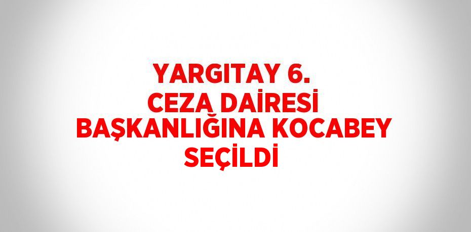 YARGITAY 6. CEZA DAİRESİ BAŞKANLIĞINA KOCABEY SEÇİLDİ